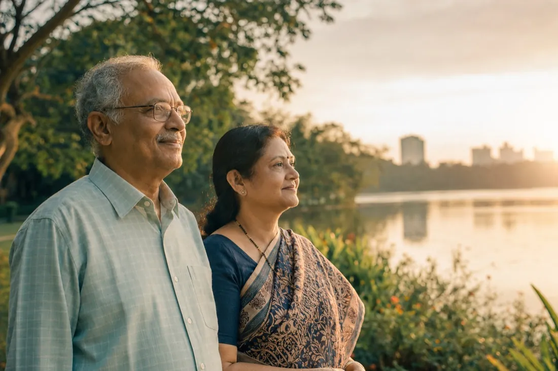 An older couple outdoors, seeing the world clearly