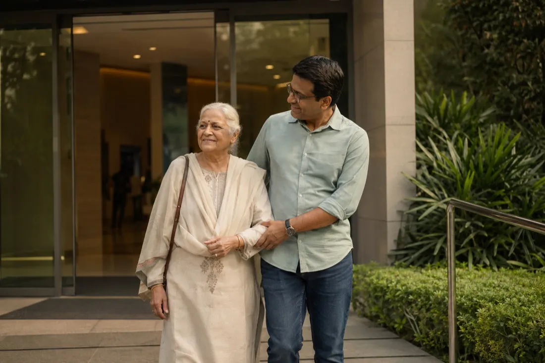 A reassured patient leaving the hospital