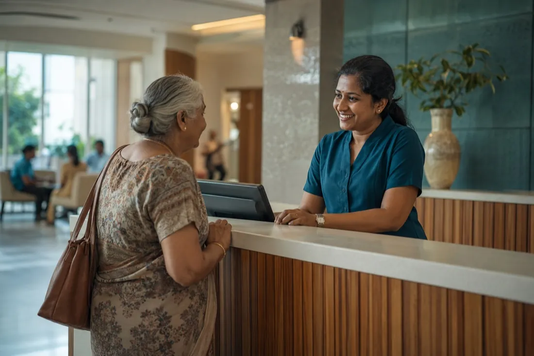 The hospital front desk and reception